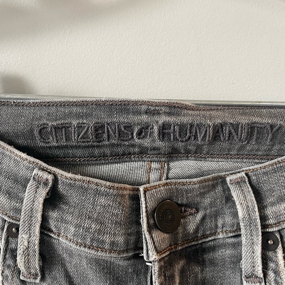 Citizens of Humanity, 26, Rocket High Rise Skinny, gray denim jeans distressed - Picture 2 of 3